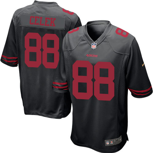 Men's Game Garrett Celek Nike Jersey Black Alternate - #88 NFL San Francisco 49ers